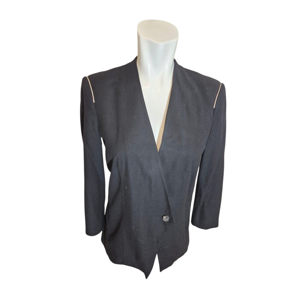 Helmut Lang VTG Jacket Blazer Single Button Zip Pockets Black Sz 2